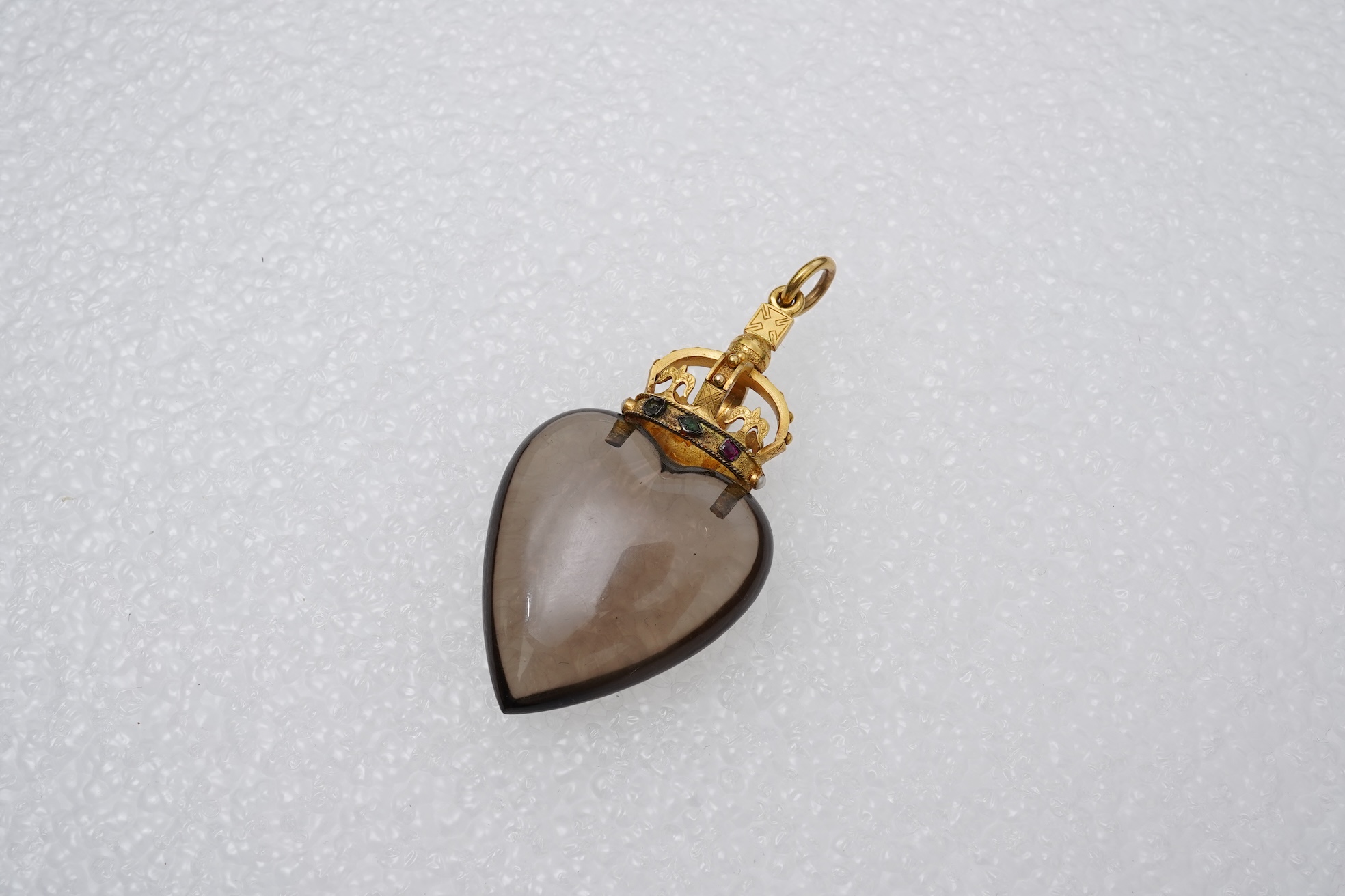 Hamilton and Inches, a smoky quartz and gem-set Luckenbooth pendant, Scotland, late 19th century